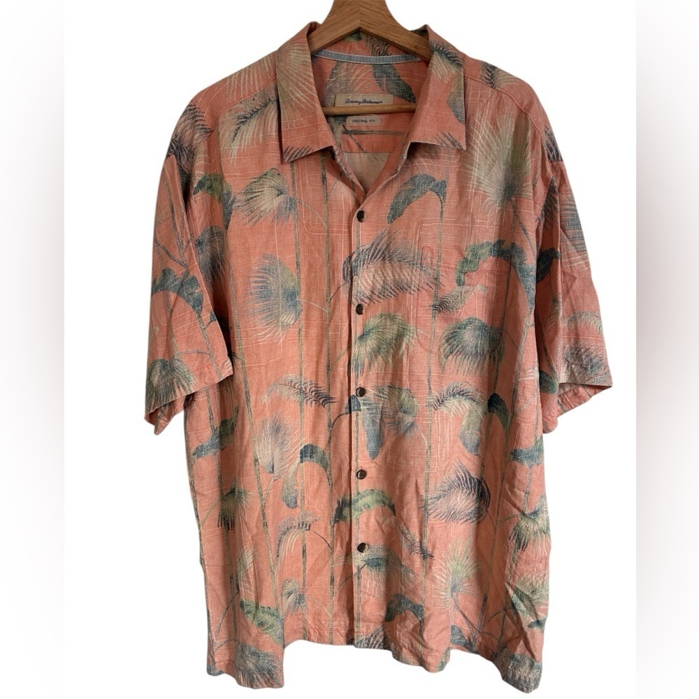 Tommy Bahama Tropical Hawaiian Shirt Men 2XL Camp Floral Palm